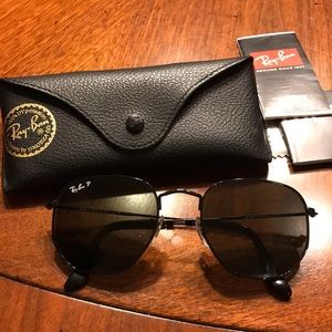 Ray-Ban Polarized Hexagonal Flat Lens Sunglasses